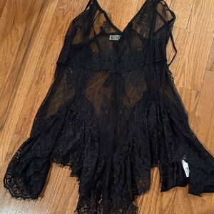 Free People Black Lace Tank Top